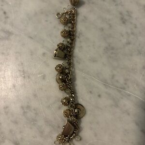 Vintage Gold Tone Charm Bracelet Featuring Bells And Balls.